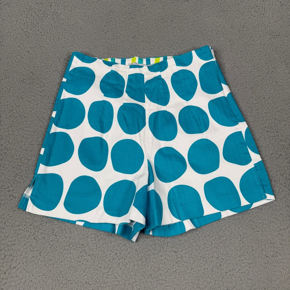 Gretchen Scott Shorts Womens Small Blue White Polka Dot Side Zip Preppy Coastal